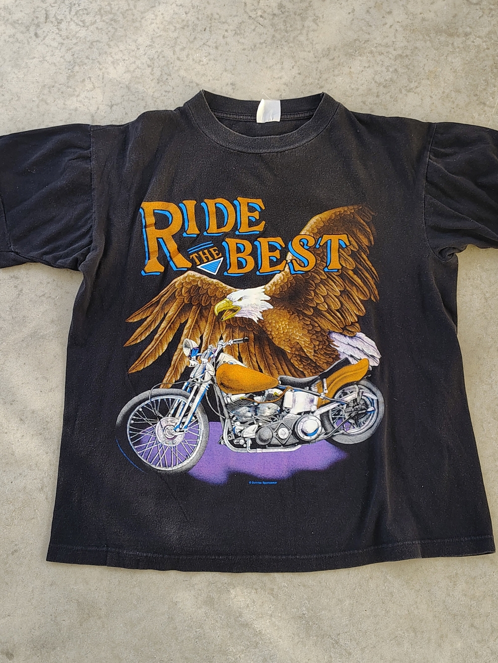 Ride The Best Eagle Motorcycle Graphic Kids Tee - Black